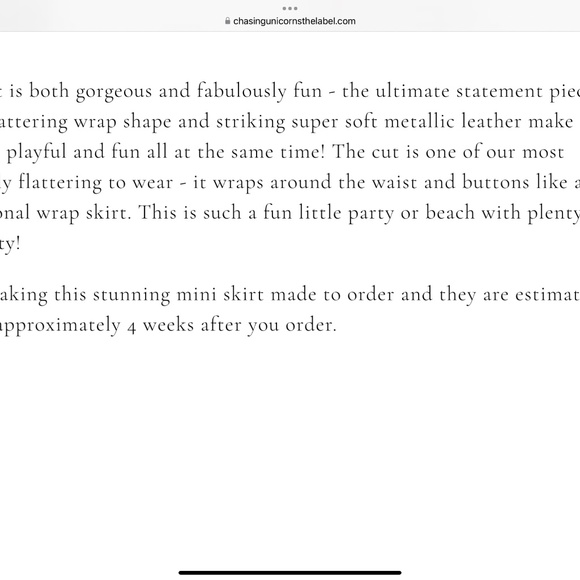 Chasing Unicorns La Isla Bonita Leather Wrap Skirt, Silver Small - Picture 8 of 8